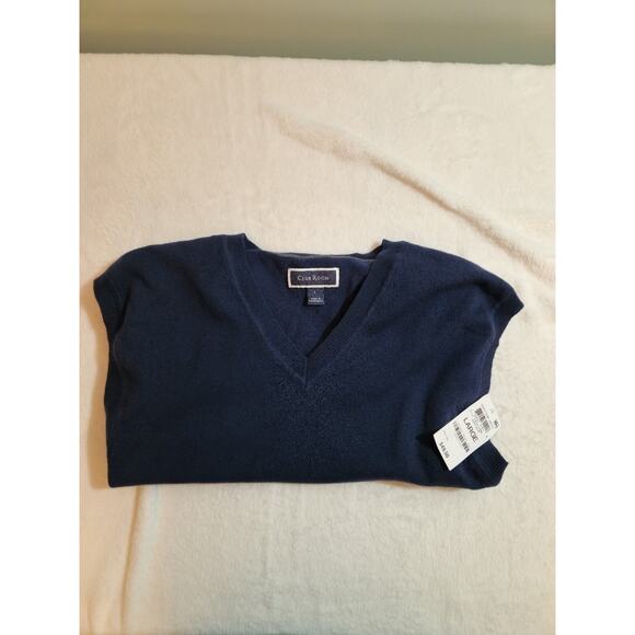 Club Room NWT Vest Mens Large Blue V-Neck 100% Cotton Sweater Preppy Academia - Picture 1 of 7